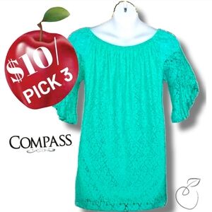 COMPASS MINT GREEN LACE TUNIC SIZE L